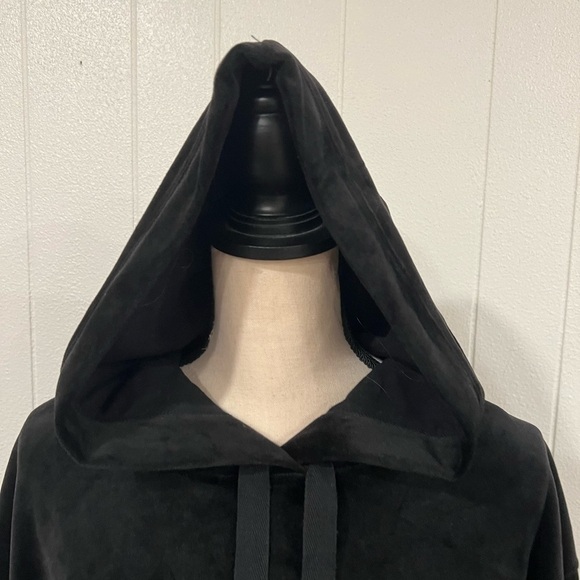 Calvin Klein velour black hoodie dress sweatshirt size L - Picture 11 of 13